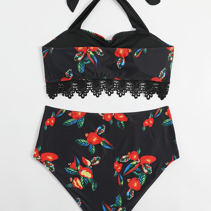Damen Zweiteiliges Badeanzug-Set mit floralem Design Drune