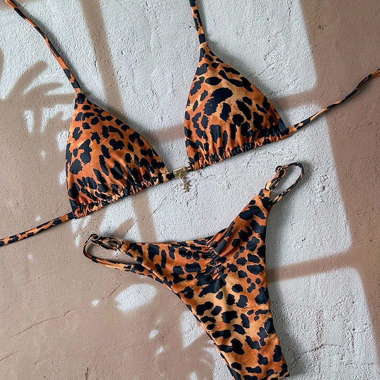 Damen Triangel-Bikini mit luxuriös glänzendem Animal-Print Drune