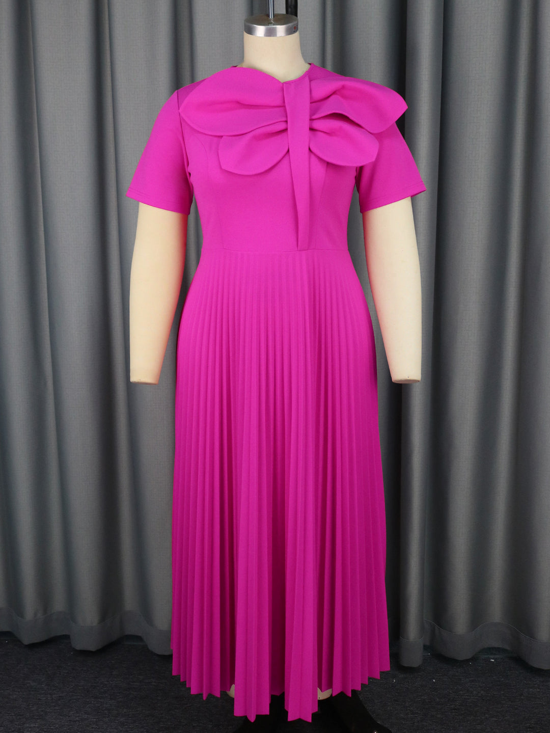 Damen Elegantes Midikleid mit voluminösem Schleifenakzent Drune