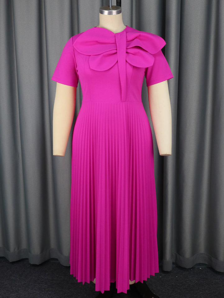 Damen Elegantes Midikleid mit voluminösem Schleifenakzent Drune