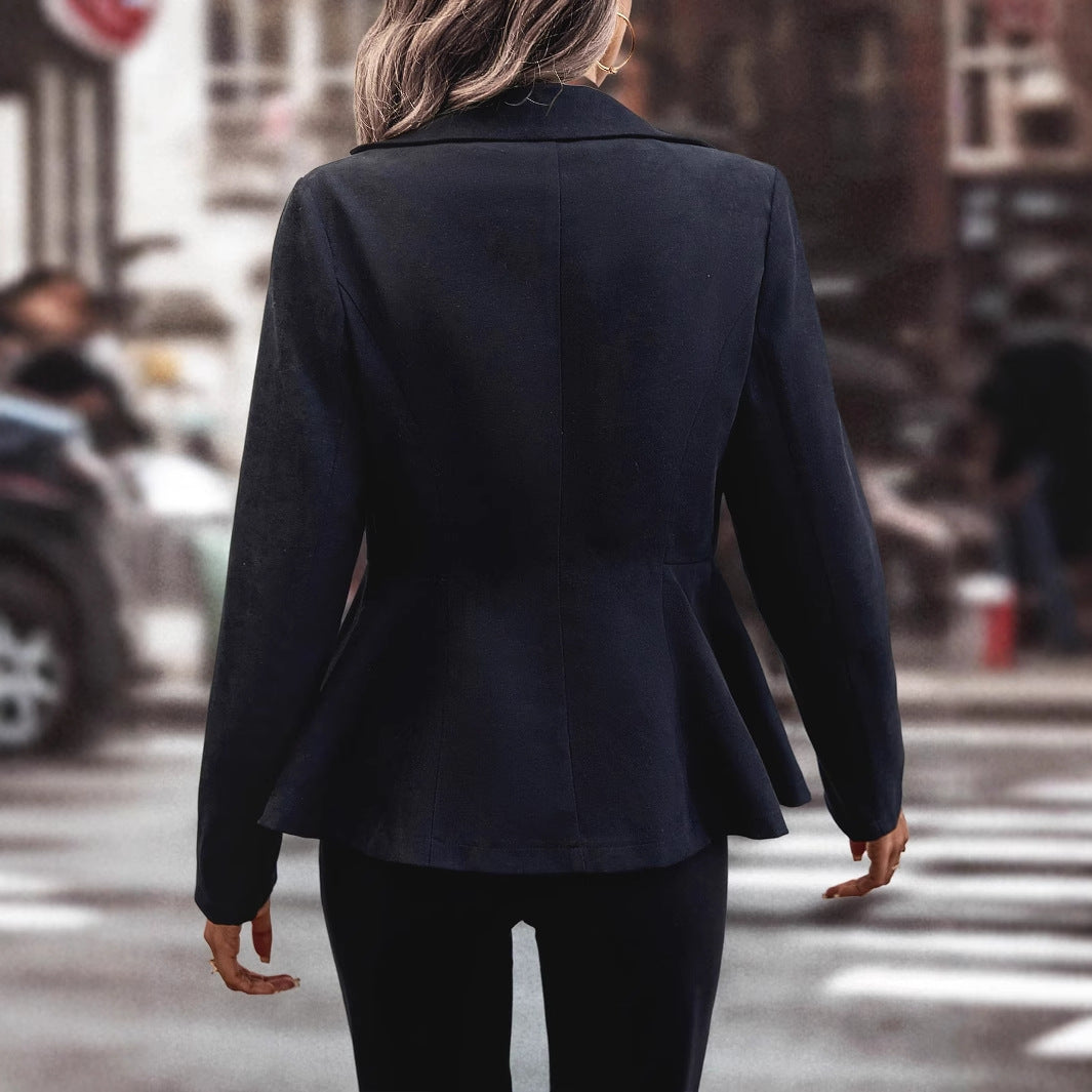 Damen elegante Bikerjacke mit Knöpfen und taillierter Silhouette Drune