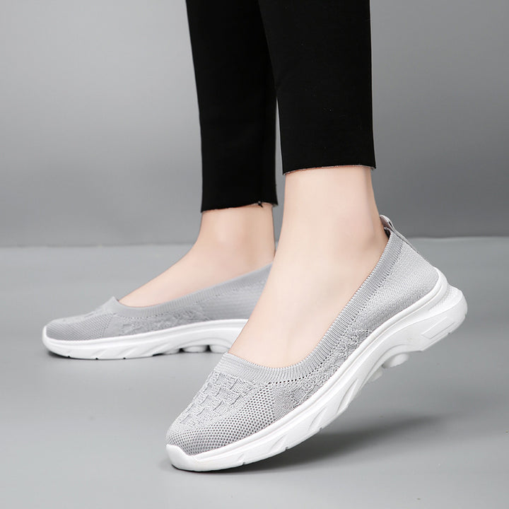 Damen nan Hybrid-Ballerina-Sneaker mit nahtlosem Strickobermaterial, ergonomischem Komfortfußbett und griffiger Laufsohle Drune