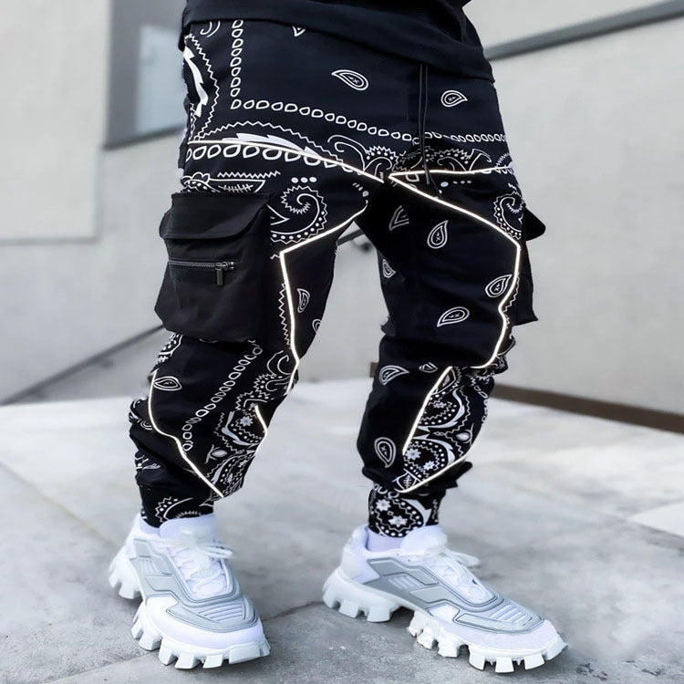 Herren nan Bandana-Cargo-Jogginghose mit Kordelzug und elastischen Bündchen Drune