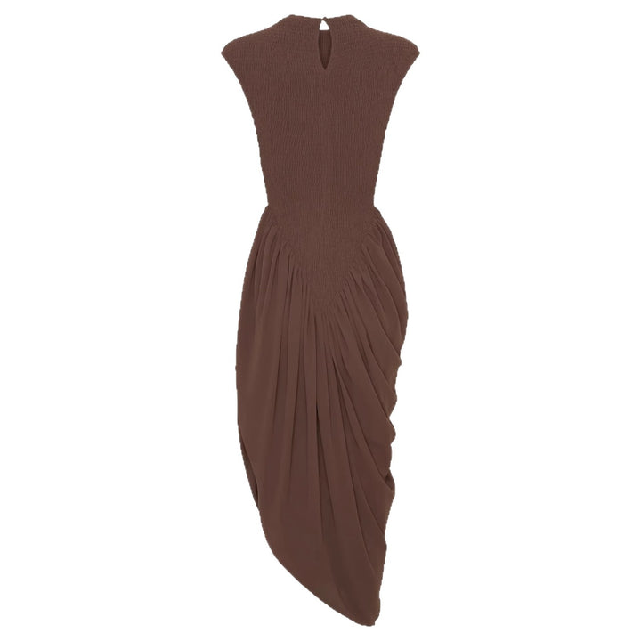 Damen Elegantes asymmetrisches Kleid mit strukturiertem Oberteil und fließendem Rock Drune