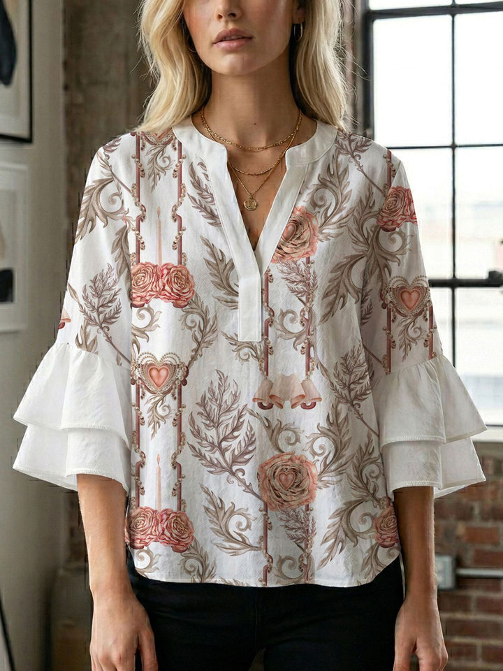 Damen Bluse mit wunderschönen floralem Design Drune