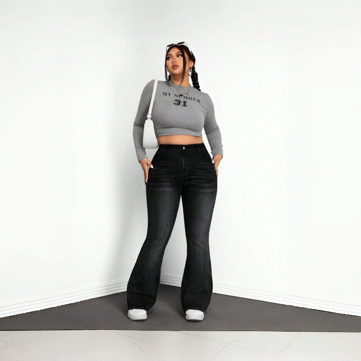 Damen Flared Jeans im Vintage-Design mit hohem Bund und komfortabler Passform Drune