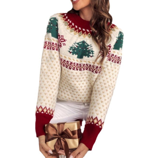 Damen festlicher Strickpullover mit Tannenbaumdesign und weichem Material Drune
