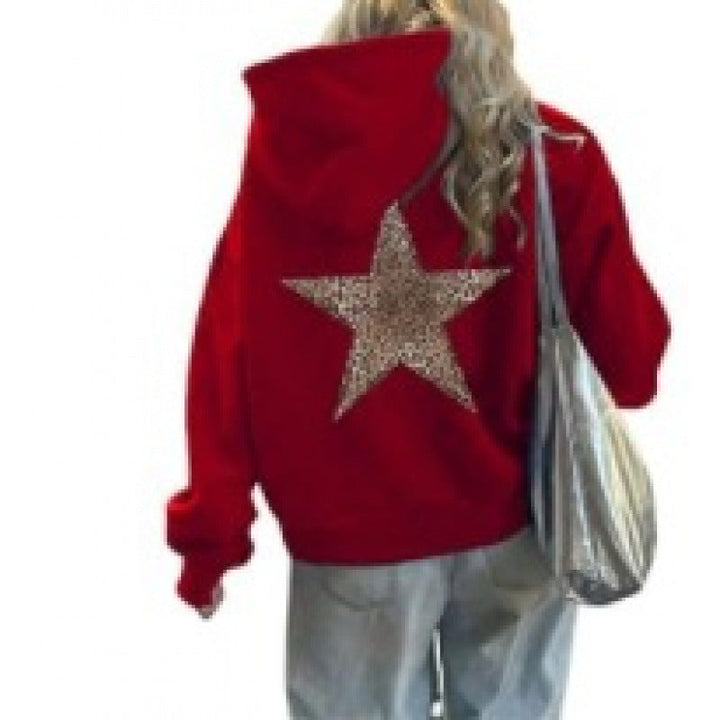 Damen Kapuzenpullover mit glitzerndem Sternmotiv Drune