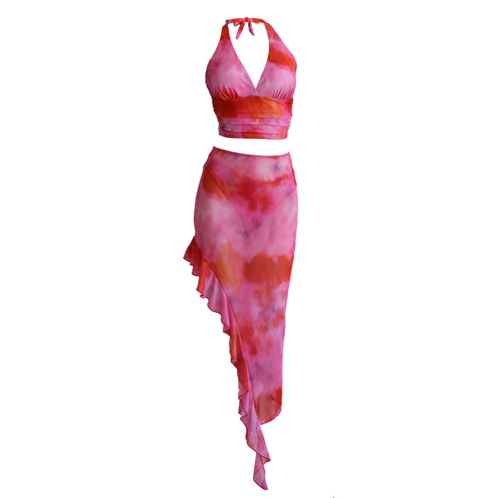 Damen Badeanzug-Set mit asymmetrischem Volant und trendigem Oberteil Drune