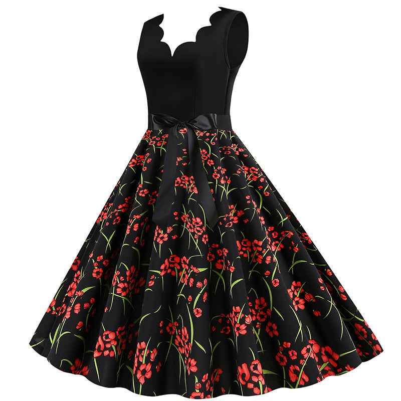 Damen Swingkleid mit floralem Muster und elegantem Schößchen Drune