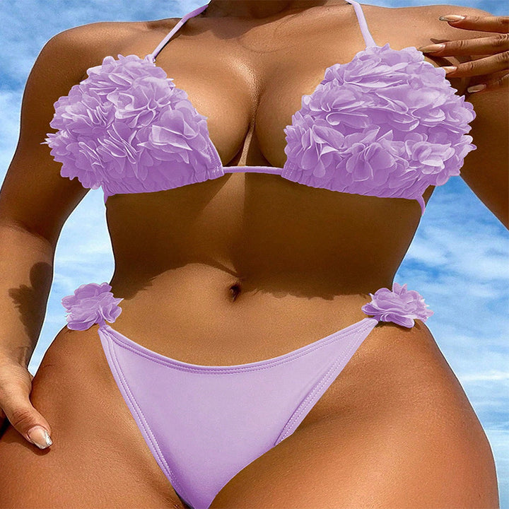 Damen Triangel-Bikini mit floralem Rüschendesign Drune