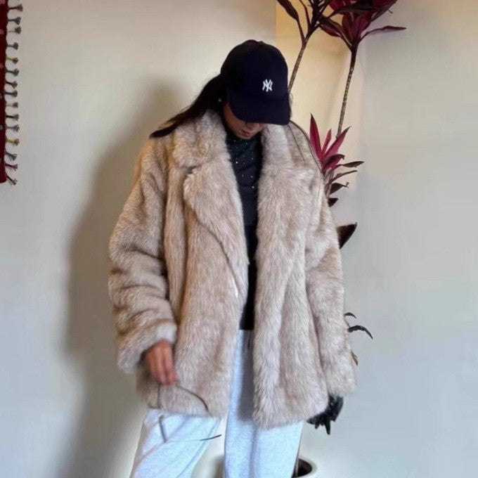 Damen Fleece-Wollmantel mit Oversized-Schnitt Drune