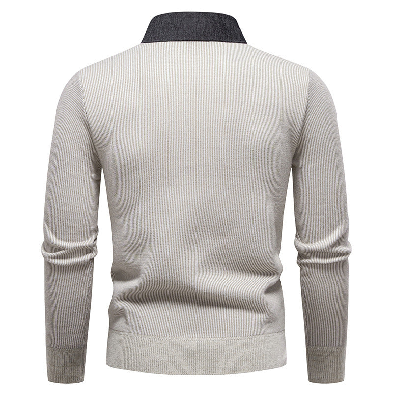 Drune | Herren Strickpullover mit Kontrastkragen