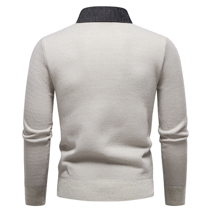 Drune | Herren Strickpullover mit Kontrastkragen