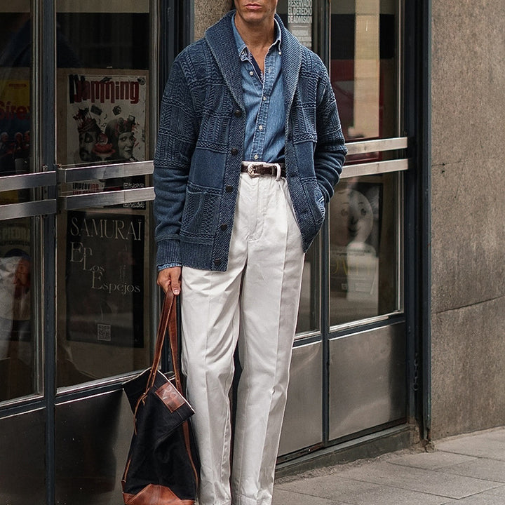 Herren Strickjacke mit innovativem Muster und großen Taschen Drune