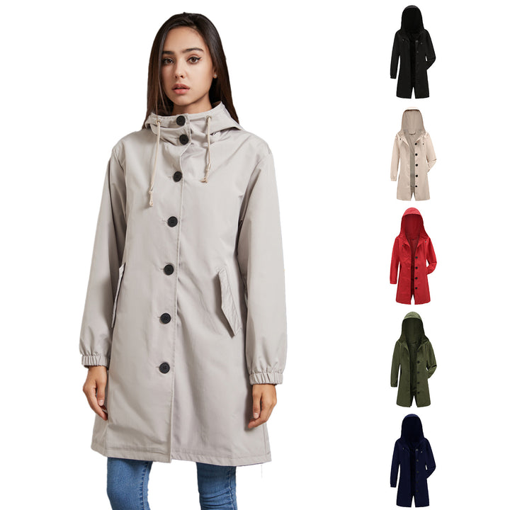 Damen modische Übergangsjacke mit verstellbarer Kapuze und praktischen Taschen Drune