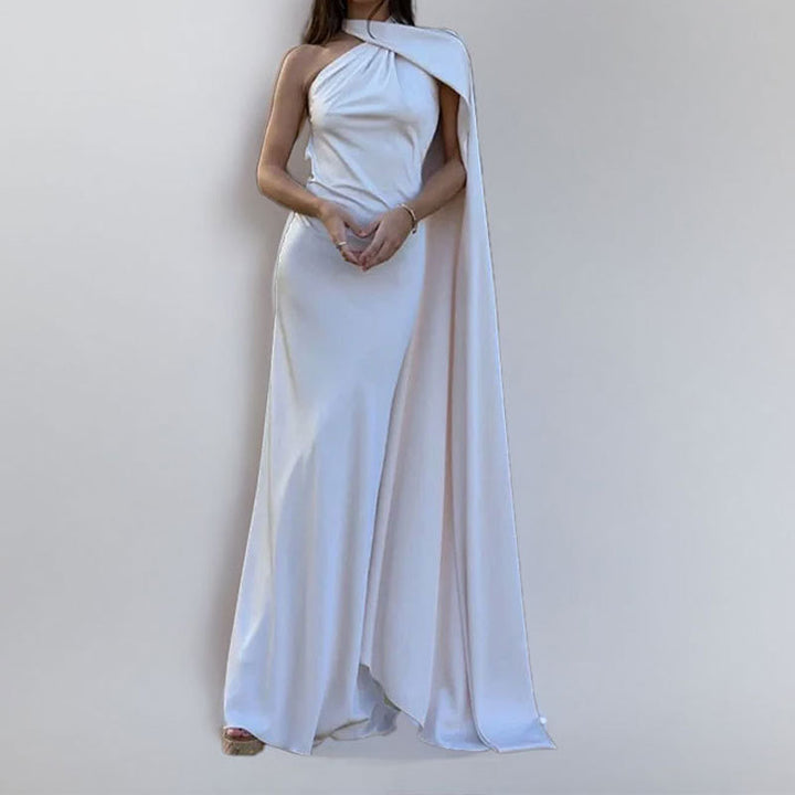 Damen Elegantes Abendkleid mit asymmetrischem Design und weichem Umhang Drune