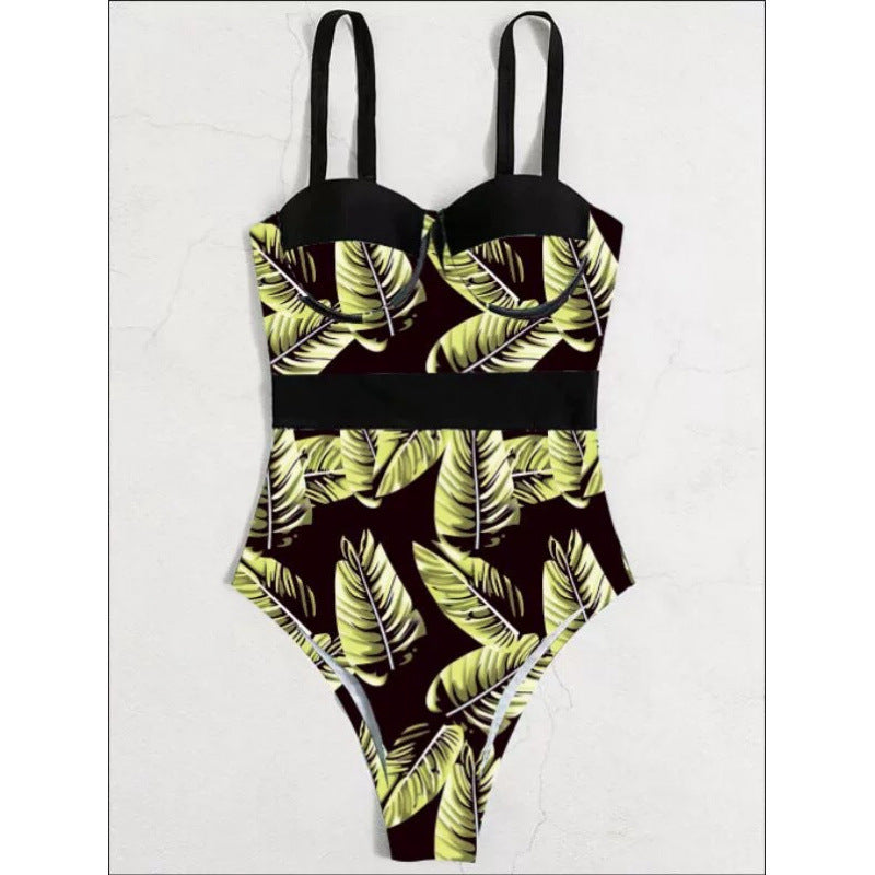 Damen Einteiler Badeanzug mit floralem Design und eleganter Silhouette Drune