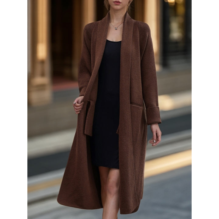 Damen Langer Strickmantel mit geöffnetem Schnitt und praktischen Taschen Drune
