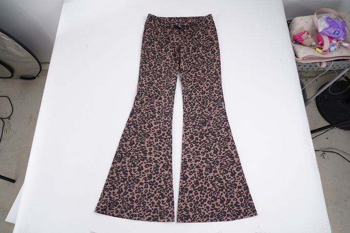 Damen Schlaghose mit Leopardenmuster und hohem Bund Drune