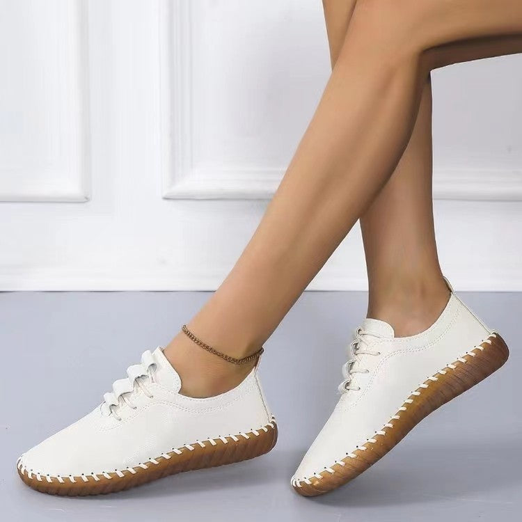 Damen bequeme Schnürschuhe aus hochwertigem Leder mit ergonomischer Sohle Drune