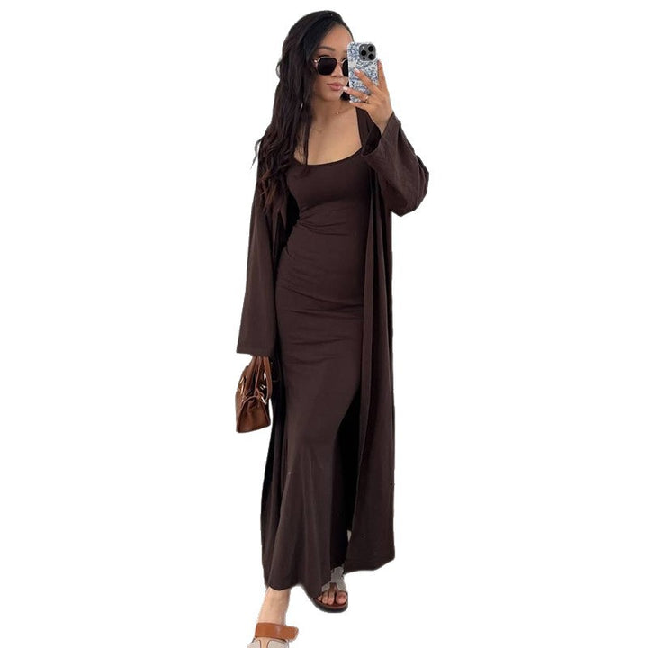Damen Langes Etuikleid mit offenem Kimono Drune