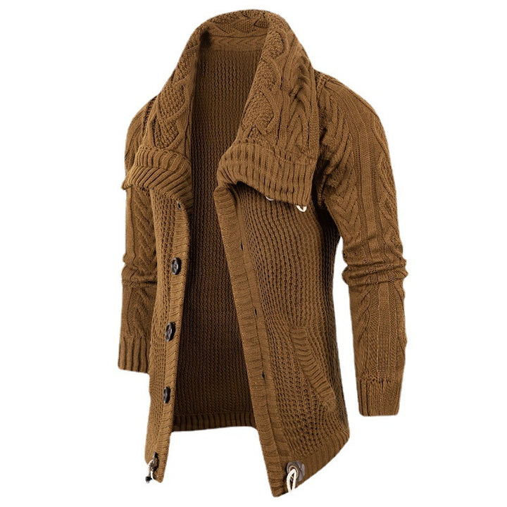 Herren Grobstrick Strickjacke mit umschlagbarem Halsausschnitt Drune