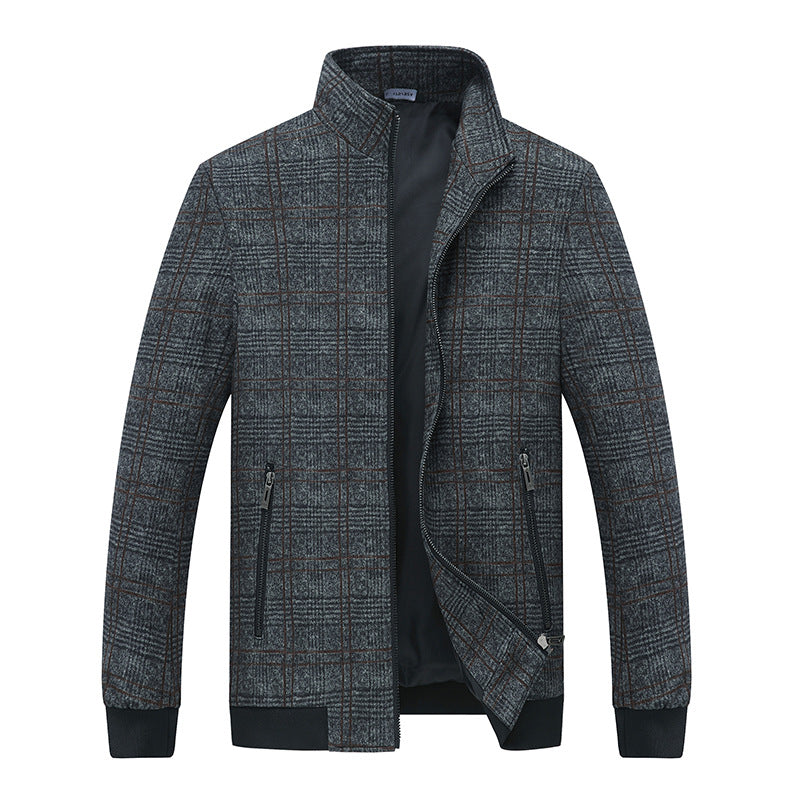 Herren modische Übergangsjacke mit klassischem Karo-Muster und praktischen Reißverschlusstaschen Drune