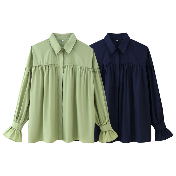 Damen elegante Bluse mit Rüschendetails Drune