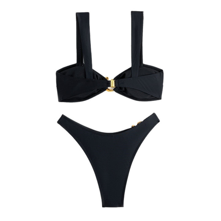 Damen Bikini-Set mit breiten Trägern und modischem Golddetail Drune