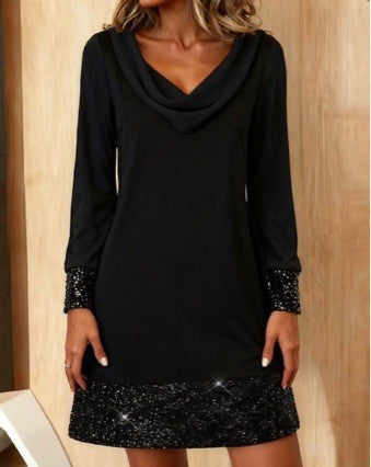 Damen elegantes Kleid mit schimmerndem Abschlusssaum und wunderschöner Rückenpartie Drune