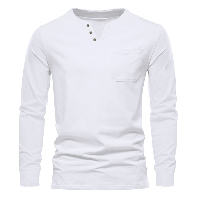 Herren Langarm-Henley-Shirt mit praktischen Knopfdetails und Brusttasche Drune