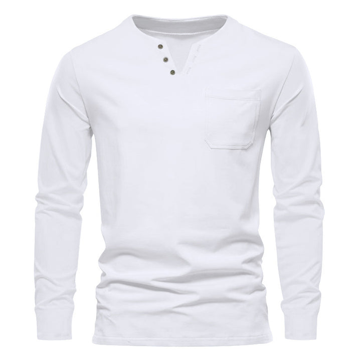Herren Langarm-Henley-Shirt mit praktischen Knopfdetails und Brusttasche Drune