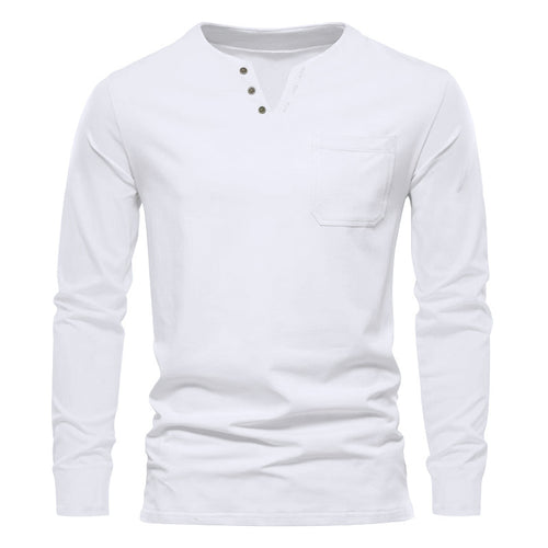 Herren Langarm-Henley-Shirt mit praktischen Knopfdetails und Brusttasche Drune