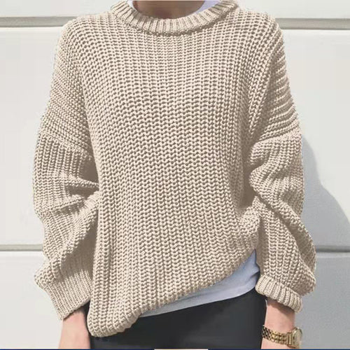 Damen lässiger Strickpullover mit modernem Rippmuster Drune