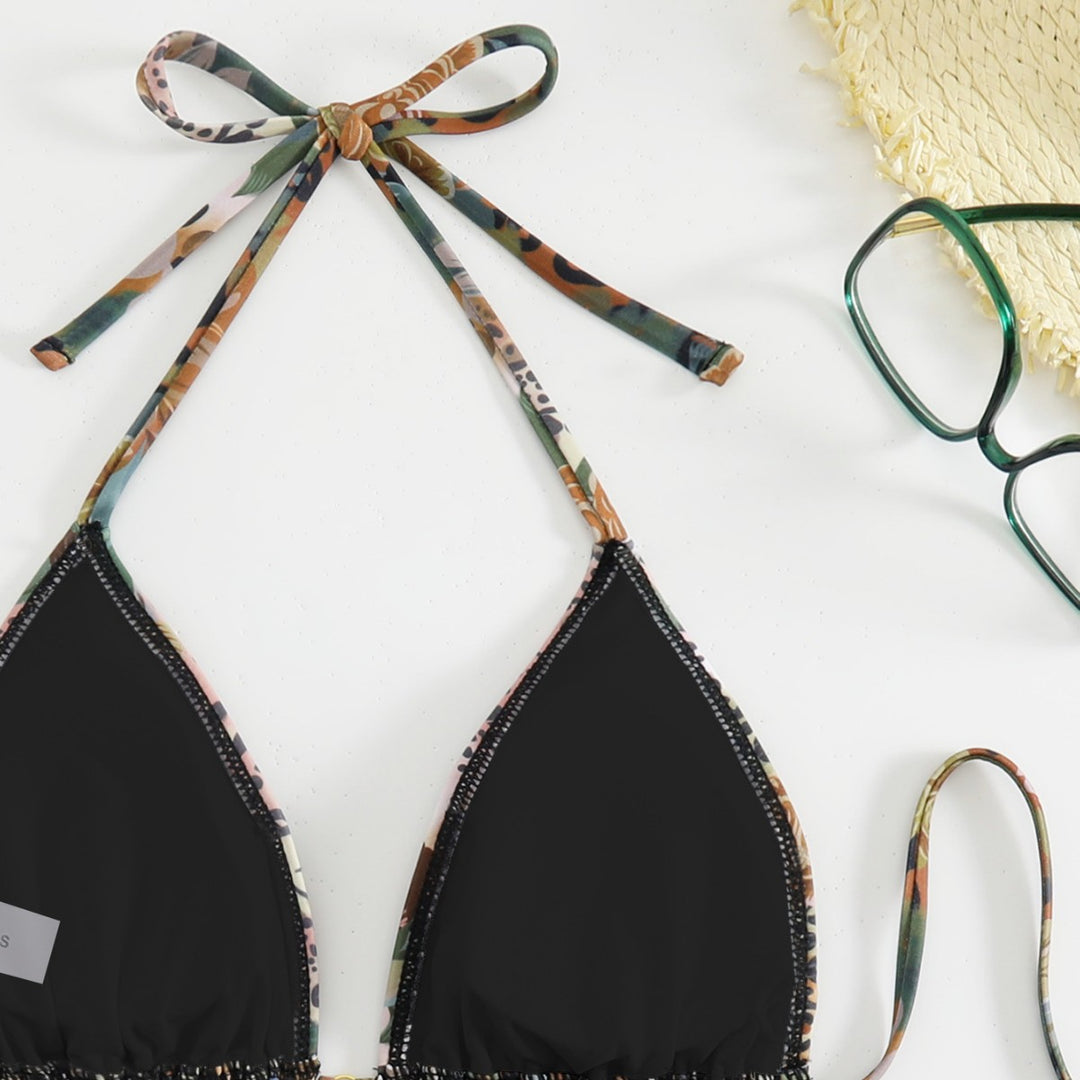 Damen Triangel-Bikini mit floralem und animalischem Design Drune