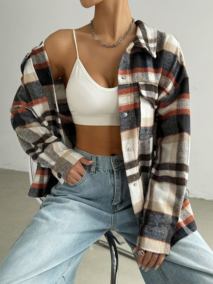Damen Overshirt-Jacke mit lässigem Karo-Design Drune