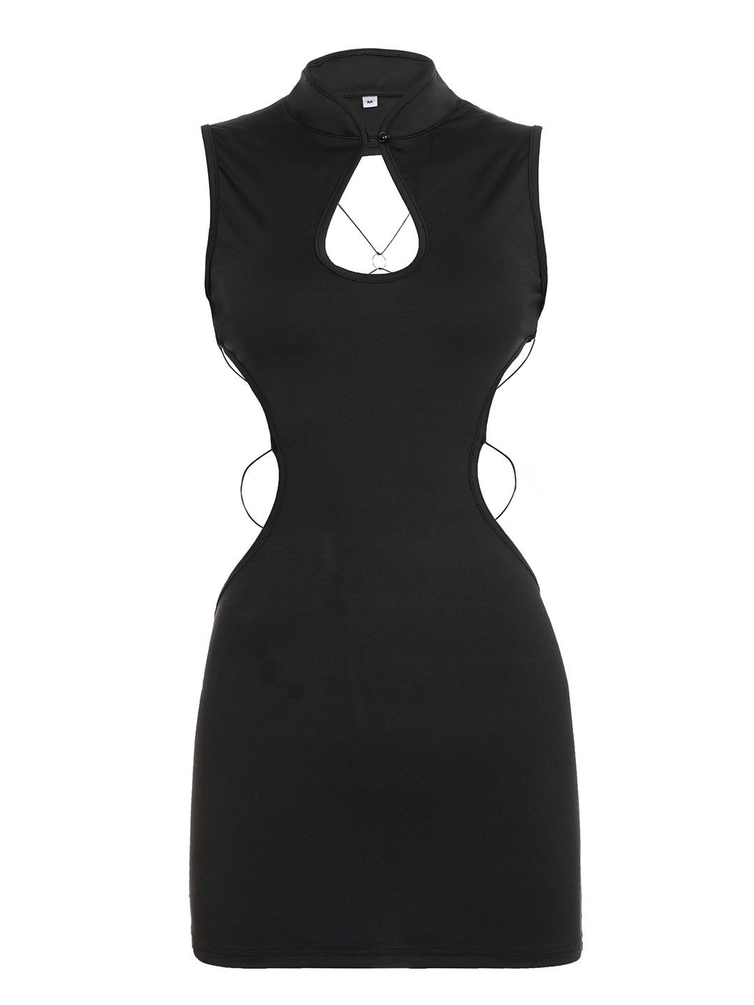 Damen Cut-Out Kleid mit hochgeschlossenem Kragen und seitlichen Auschnitten Drune