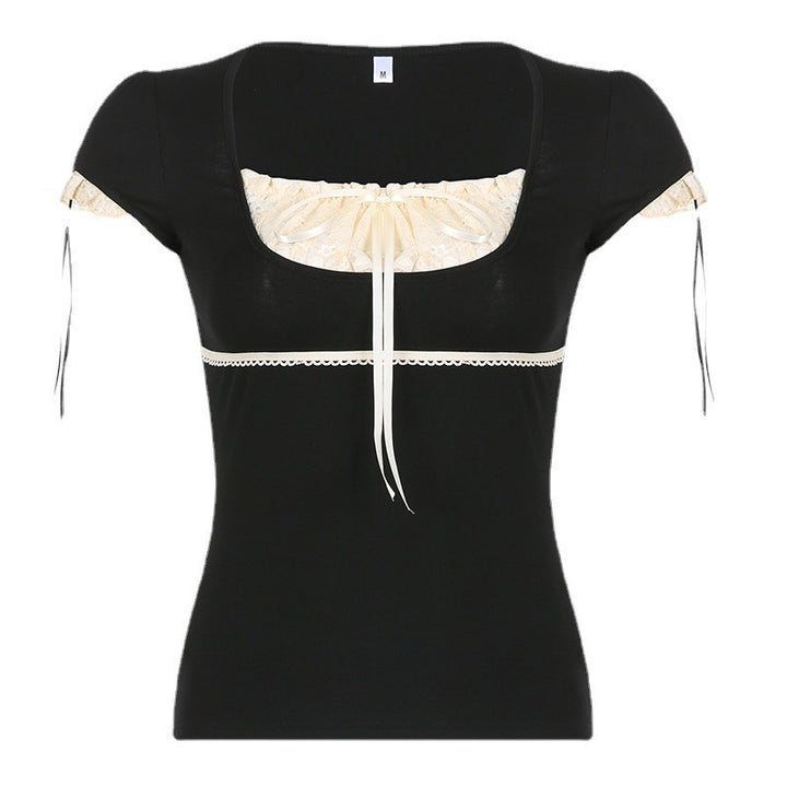Damen Elegantes Spitzenoberteil mit raffinierten Schnürdetails Drune