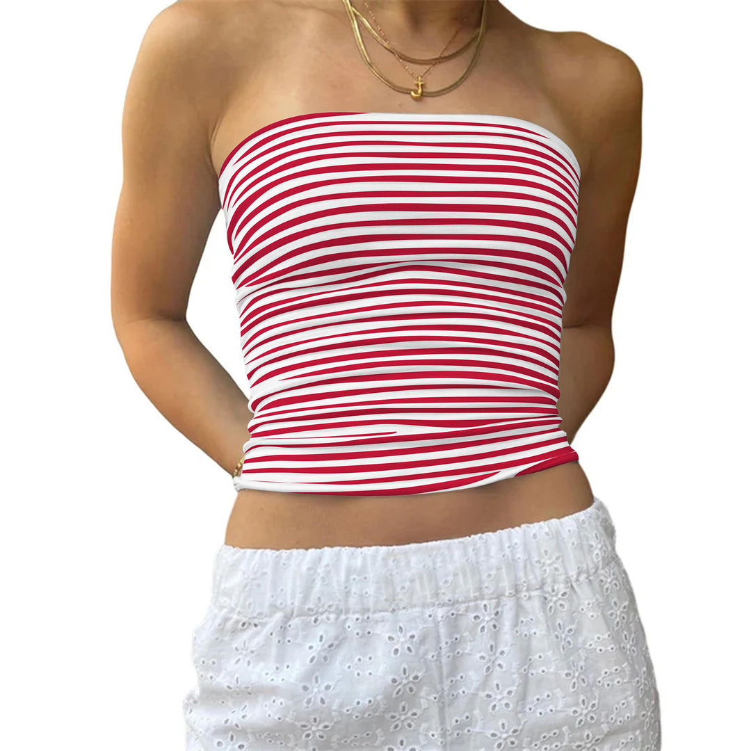 Damen Bustier-Oberteil mit feinen Streifen Drune