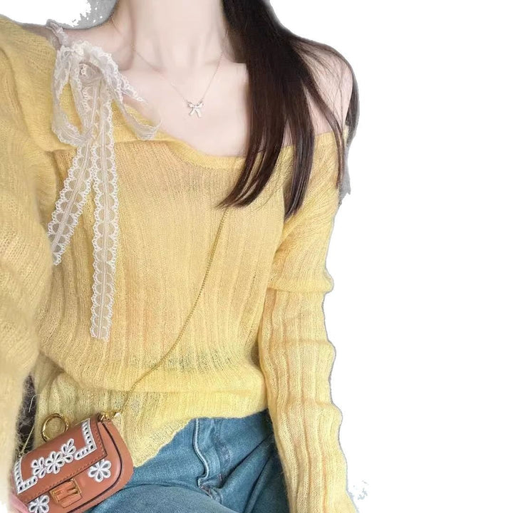 Damen modischer Strickpullover mit lässigem Schnitt und feinem Rippdesign Drune