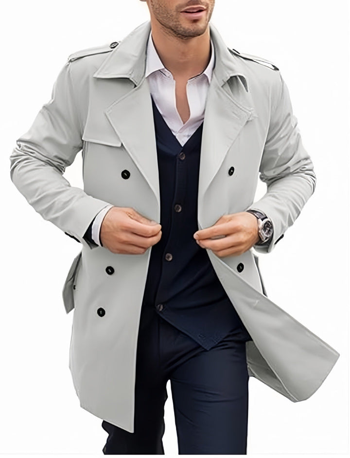 Herren leichter Trenchcoat mit modernem Design und stylischem Stehkragen Drune