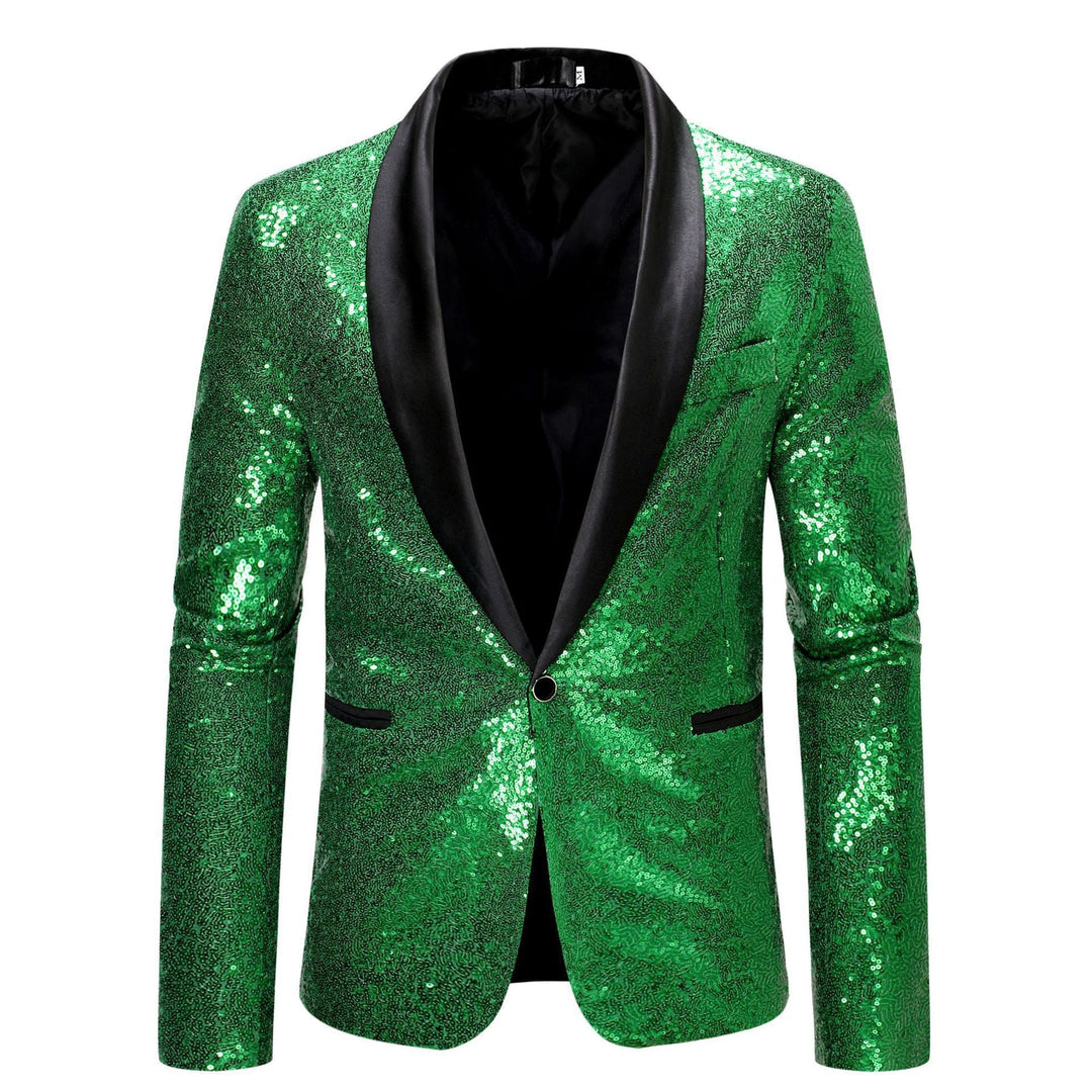 Drune Herren Pailletten-Blazer mit Schalkragen