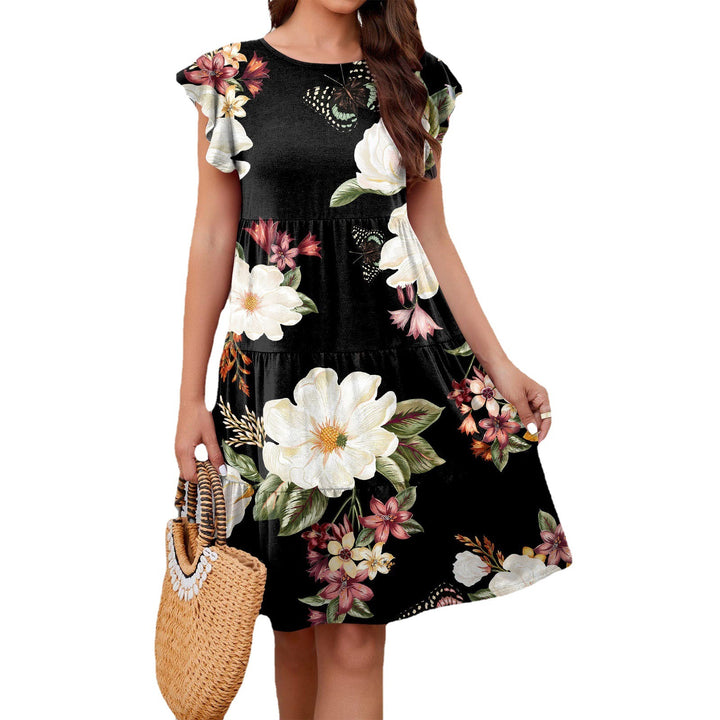 Damen Blumen-Midikleid mit Rüschendetails und femininer Silhouette Drune