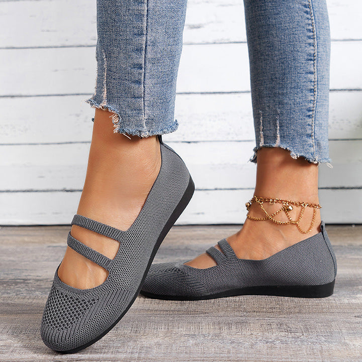 Drune | Flache Slipper Mit Riemen Über Dem Spann Und Flacher Sohle Für Damen