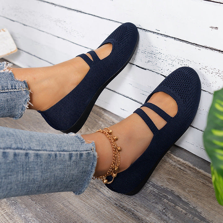 Drune | Flache Slipper Mit Riemen Über Dem Spann Und Flacher Sohle Für Damen