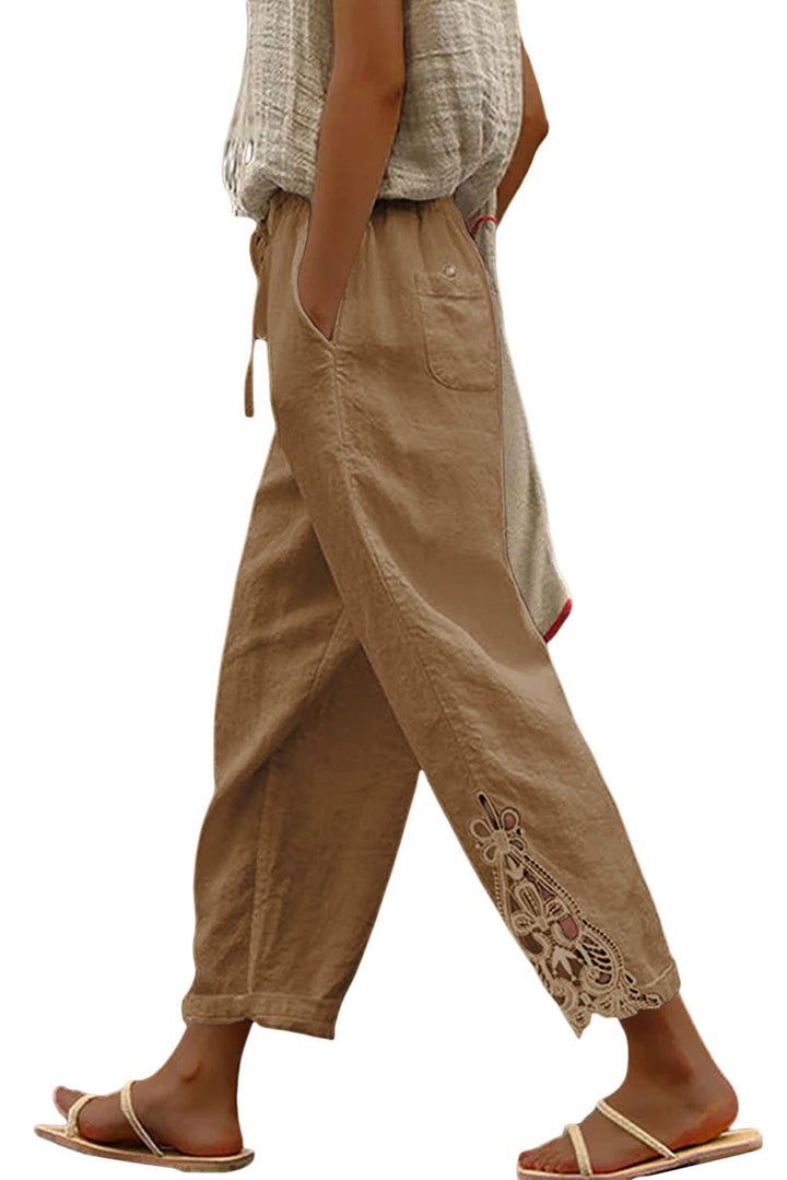 Damen Leichte und luftige Sommerhose im Boho-Stil mit Stickerei Drune