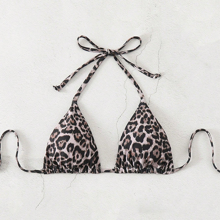 Damen Dreieck-Bikini mit raffinierten Bindebändern und animalischem Druck Drune