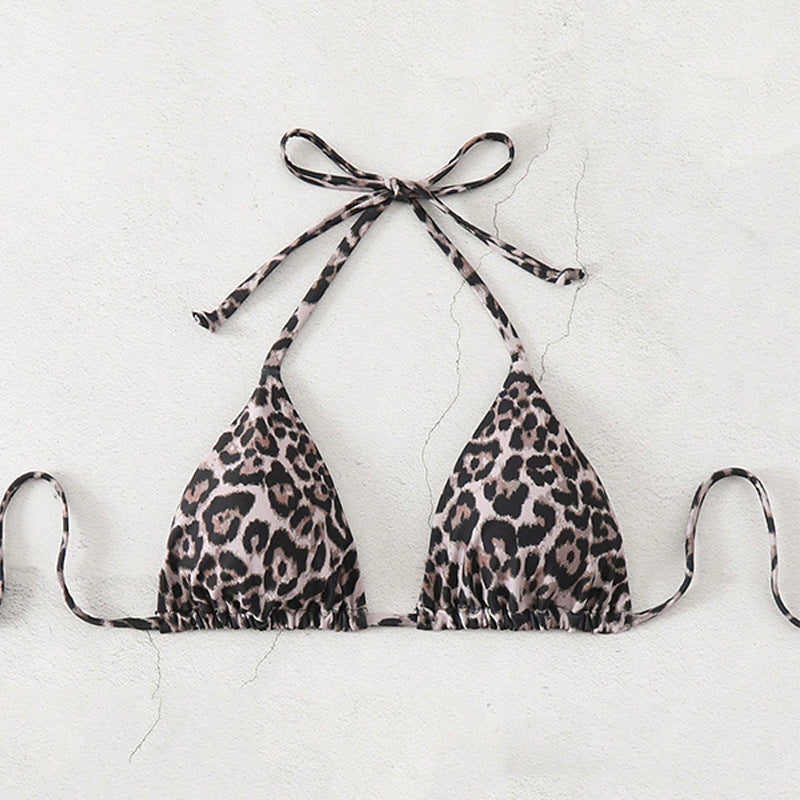 Damen Triangel-Bikini mit modischem Leopardenmuster und verstellbaren Trägern Drune