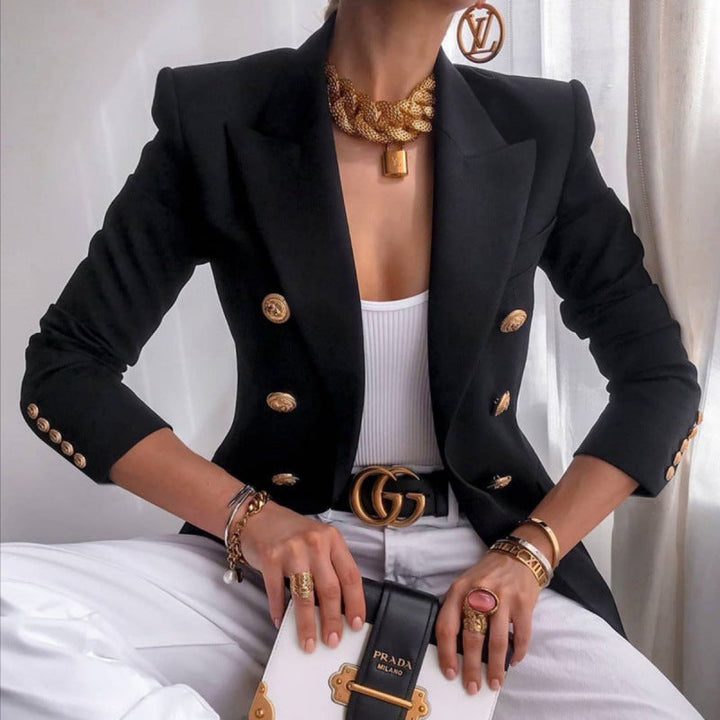 Damen eleganter Blazer mit doppelter Knopfleiste und modischen Details Drune